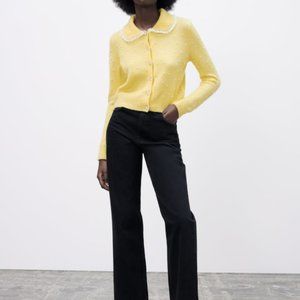 ZARA PEARL APPLIQUÉ KNIT CARDIGAN